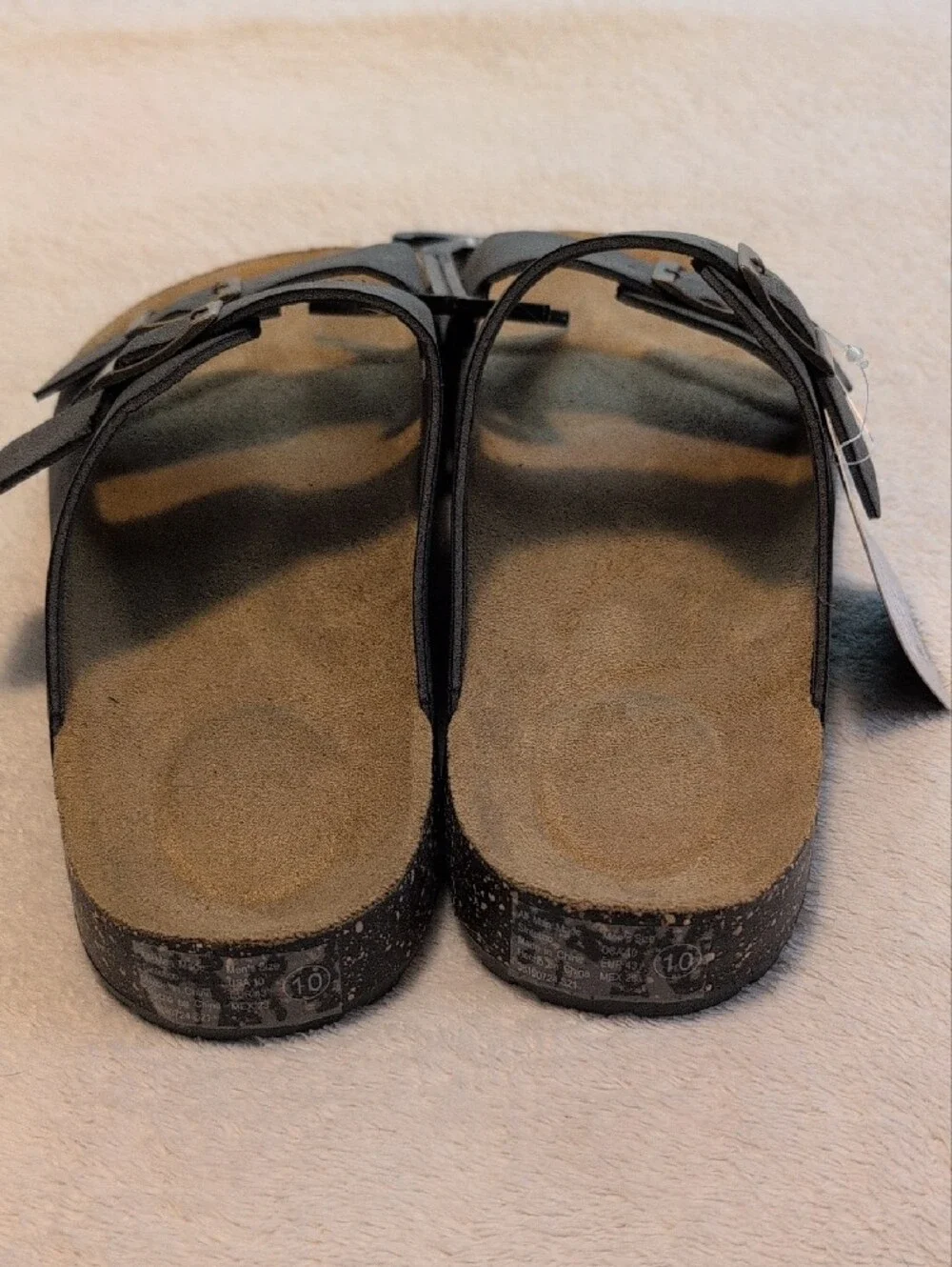 George Men's Black Double-Buckle Slides